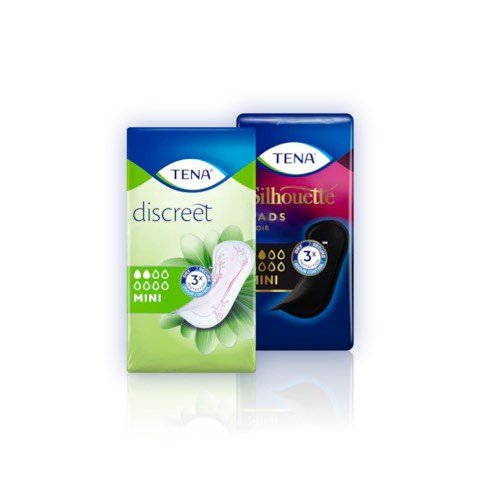 TENA Discreet Mini and TENA Silhouette Noir Mini TENA Discreet Mini and TENA Silhouette Noir Mini